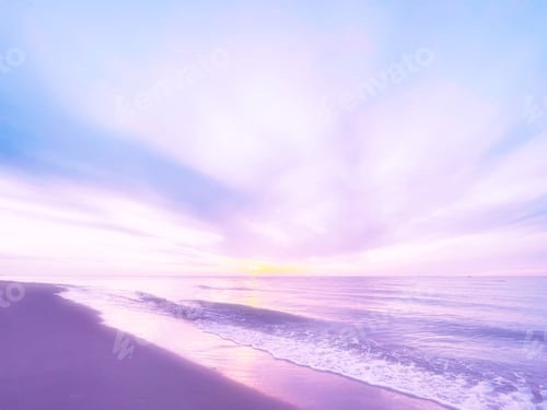 Preview: Dream seascape with pastel purple sky and fantasy purple beach