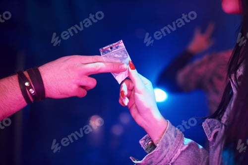 Preview: Young girl buying drugs inside of night club at party time