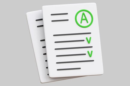 Preview: Stack Of Graded Papers With Green Checkmarks