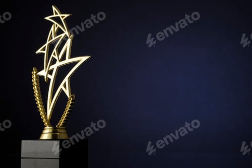 Preview: Stylish trophy with three gold stars and wreath