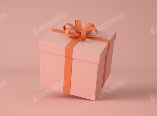 Preview: 3D Illustration. Gift box with bow-ribbon.