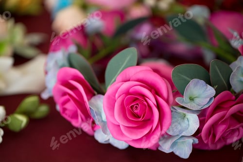 Preview: Colorful of artificial flower decoration. The fabric flowers bouquet