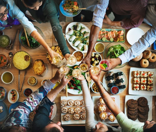 Preview: Friends Happiness Enjoying Dinning Eating Concept