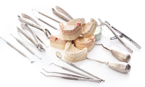 Preview: Gypsum model of jaws and dental tools