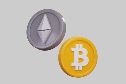 Vorschau: Bitcoin- und Ethereum-Münzen