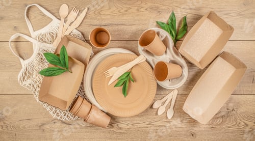 Preview: eco-friendly disposable tableware. using biodegradable materials. The concept of ecology