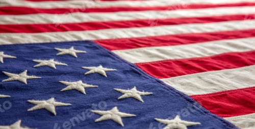 Preview: US America flag wave background closeup, American National Holiday