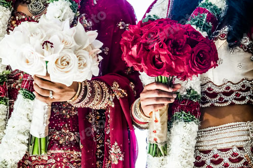Preview: Two Indian Wedding Bouquets and brides
