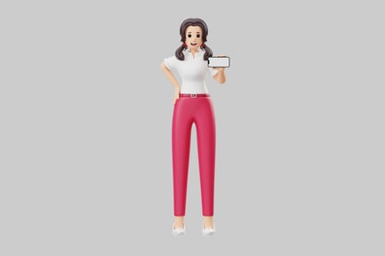 Preview: Cartoon woman holding smartphone
