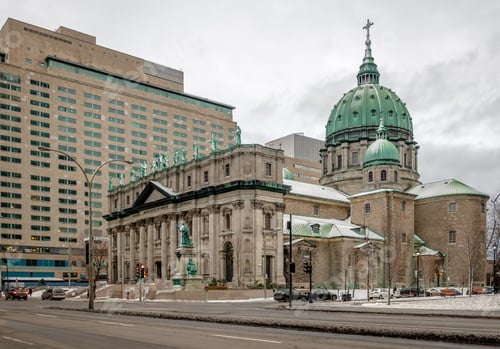 Preview: Mary Queen of the World Cathedral on snow - Montreal, Quebec, Canada