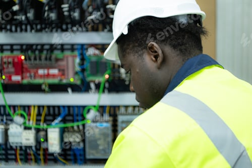 Preview: Portrait of a technician working with a digital multimeter to test the electrical system
