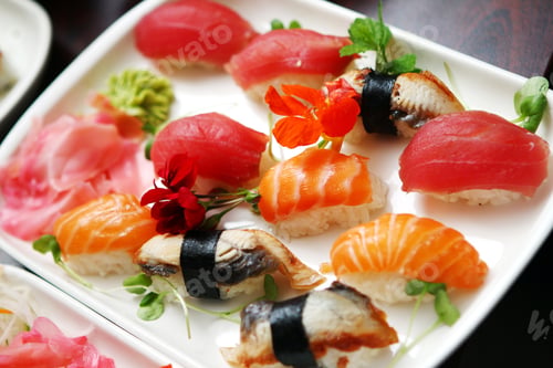 Preview: Close up of different sushi