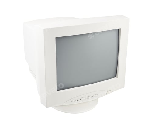 Preview: Old Pc Crt Monitor Screen Display isolated white background