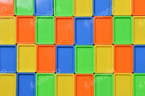 Preview: Colorful plastic toy building blocks. Game for development.