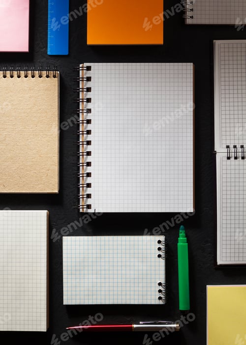 Preview: school supplies and notebook