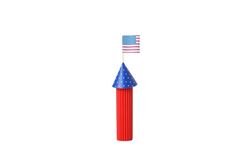 Preview: Paper fireworks with the flag of America, on white background
