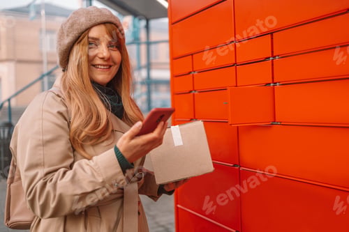 Preview: Woman using automated self service post