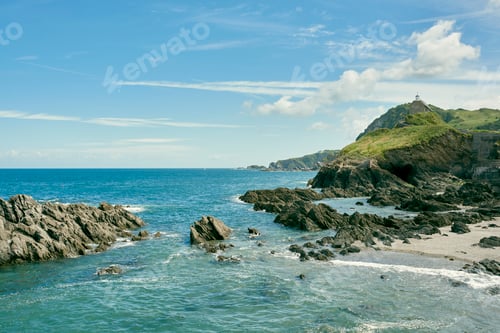 Preview: St Nicholas chapel in distance, Ilfracombe, North Devon, England