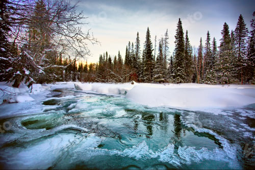 Preview: Serene Winter Landscape with Frozen River