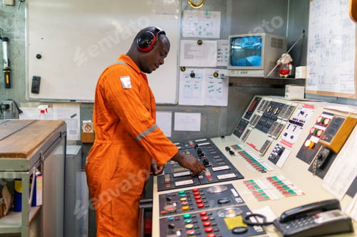 Preview: Marine engineer officer working in engine room