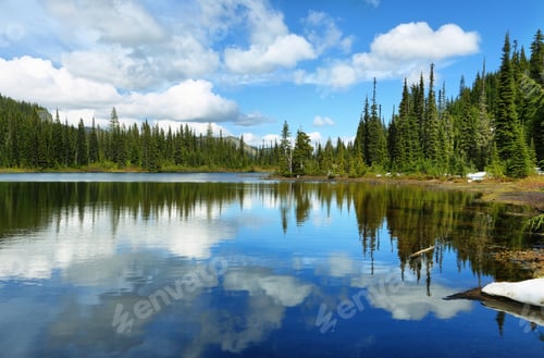 Preview: Scenic view of reflection lake in Mount Rainier
