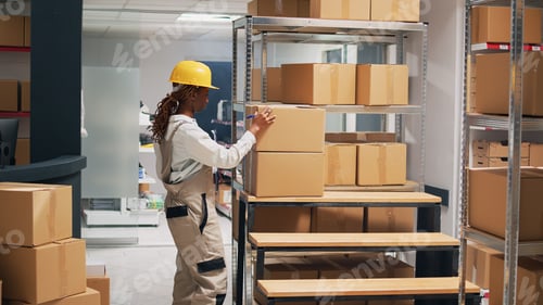 Preview: Team of people planning shipment with products