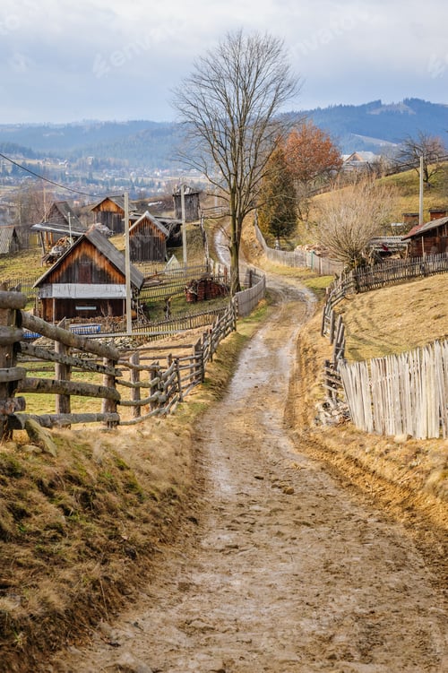 Preview: Dirty road in Carpathian village