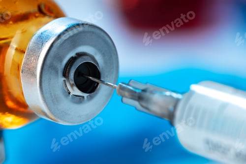 Preview: Vaccine bottle with a syringe taking the vaccine from it
