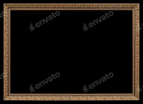 Preview: Openwork frame for picture or photo, element for decoration or design, isolated on black background