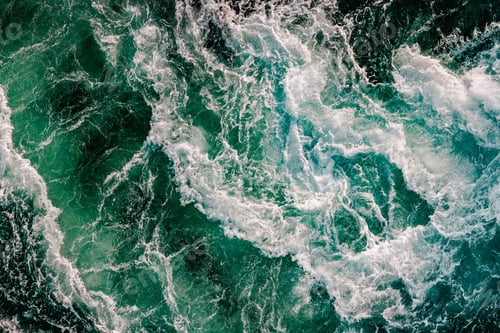 Preview: Blue waves of water of the river and the sea meet each other during high tide and low tide.