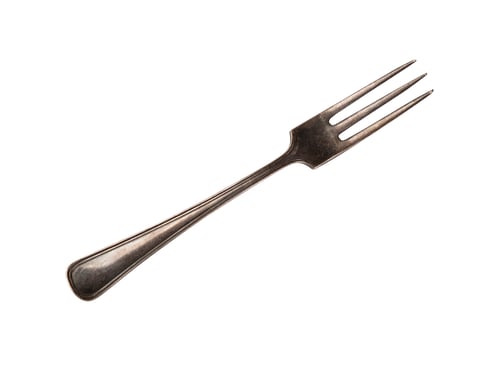 Preview: Close up one vintage metal fork isolated on white