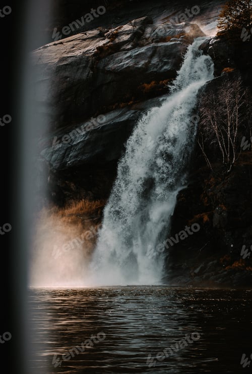 Preview: Vertical shot of a beautiful waterfall in Norway