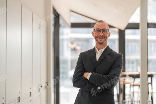 Preview: Portrait of an attractive young businessman A successful business executive stands with his arms