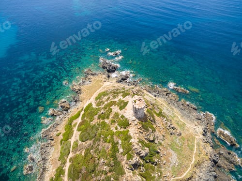 Preview: Aerial view of Sanguinaires bloodthirsty Islands in Corsica, Fra