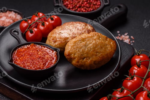 Preview: Delicious fresh fried minced fish cutlets with spices and herbs