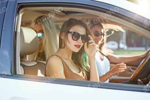 Preview: young women in the car smiling