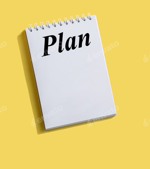 Preview: Inscription PLAN written on note paper on a bright yellow background