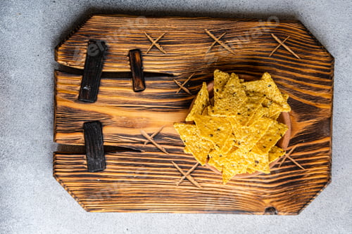 Preview: Crispy Tortilla Chips on a Rustic Wooden Board