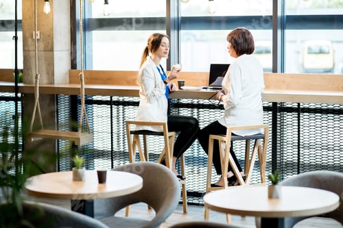 Preview: Business women sitting in the cafe