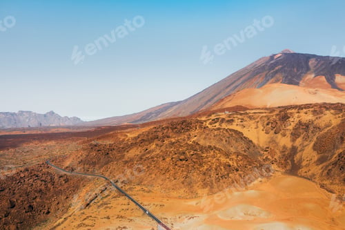 Preview: Mars the red planet's desert landscape. Teide National Park. Beautiful view of the Teide volcano