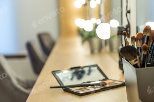 Preview: Selective focus shot of makeup brushes