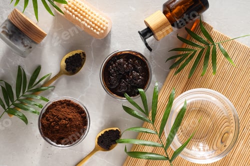 Preview: Concept of skin and face care, coffee scrub