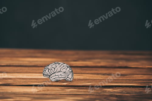 Preview: paper with brain shape as alzheimer symbol on black background