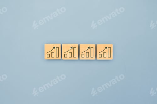 Preview: People holding virtual business graph growth with arrow up