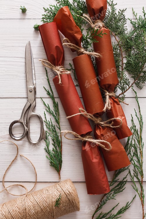 Preview: Creative hobby. Handmade christmas garland candies from paper