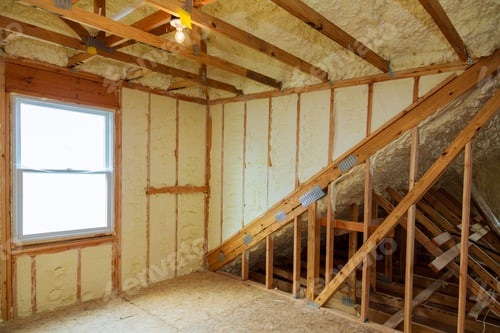 Preview: A room at a newly constructed home is sprayed with liquid insulating foam