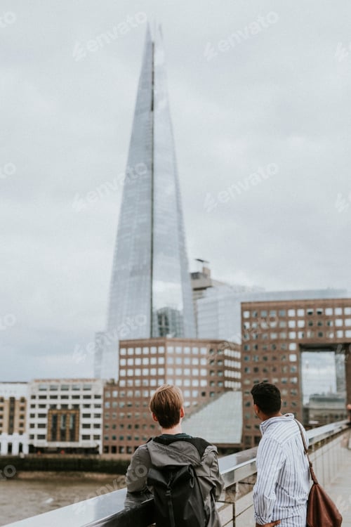 Preview: Tourists looking at The Shard. London, United Kingdom - 22 June 2021