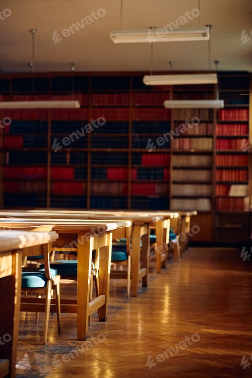 Preview: Modern library without students.