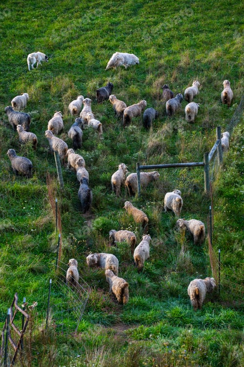 Preview: Angora goats grazing in the field