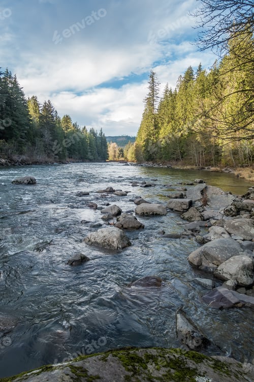Preview: Looking Down The Snoqualmie River In Washington State.